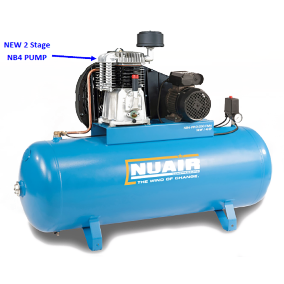 Nuair Two Stage 4hp 200Litre 11Bar...