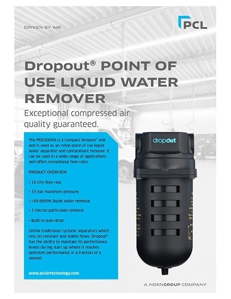 PCL PDO300PA 1/2" Dropout Point Of Use Liquid Water Remover
