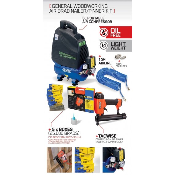General Woodwork Air Brad Nailer kit